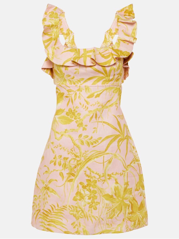 Zimmermann Pink Mini Dress With Yellow Floral Print